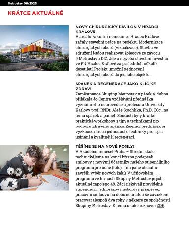 Metrostav 06/2025, Krátce Aktuálně